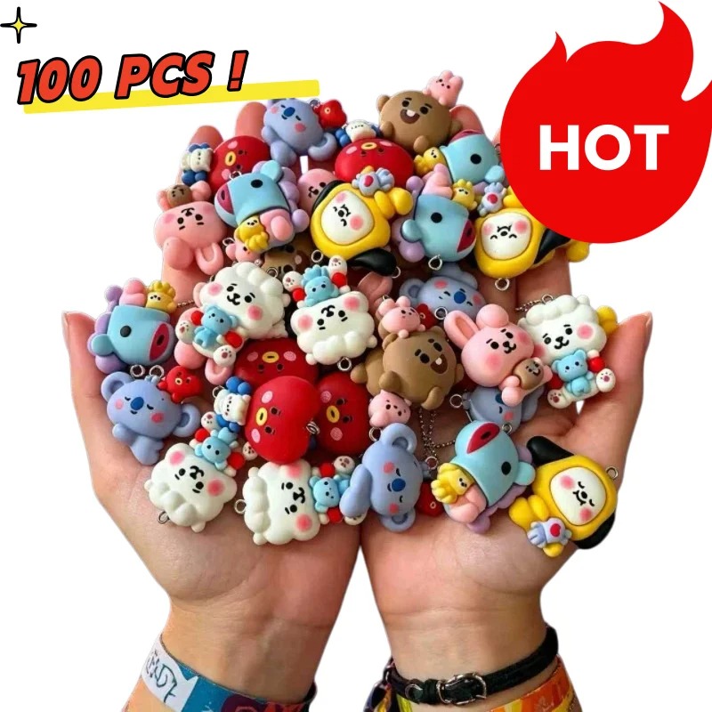 Resin Craft Material - 7 шт. смоляных мультяшных шармов BT21