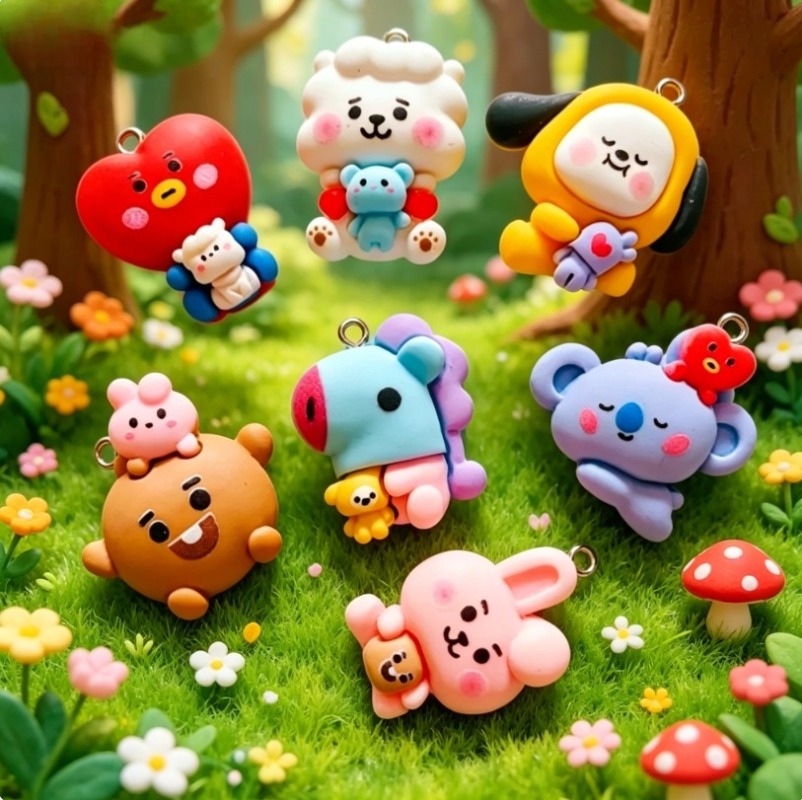 7 шт. смоляных мультяшных шарм – обзор и цена Resin Craft Material